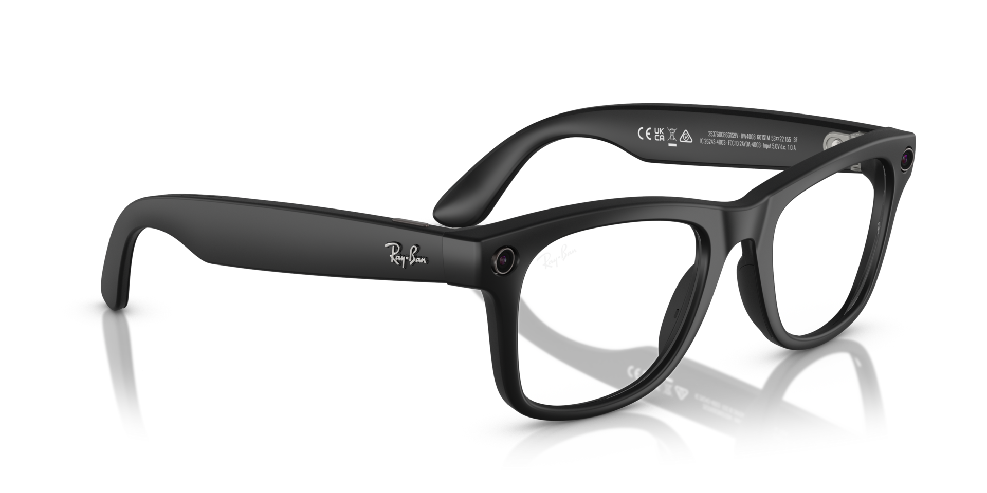 RAY BAN META 4008 WAYFARER LARGE MATTE BLACK TRANSITION GRAPHITE GREEN